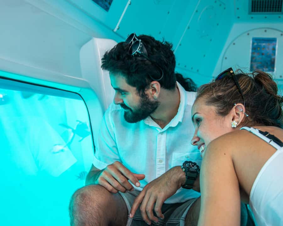Eden Island: Semi-Submarine Tour in St. Anne Marine Park - Entering the air-conditioned underwater observatory